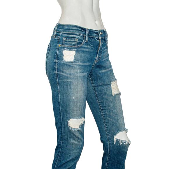 FRAME Denim Le Gargon Jeans Ripped Distressed Blue jay way Size 24 - Picture 9 of 10